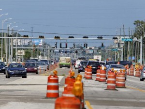 Traffic in construction zone
